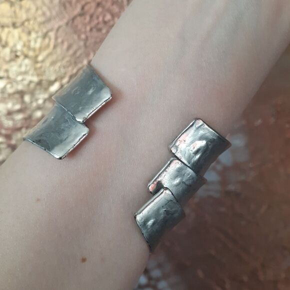 Zara Silvertone Statement Cuff Bracelet - Picture 5 of 15